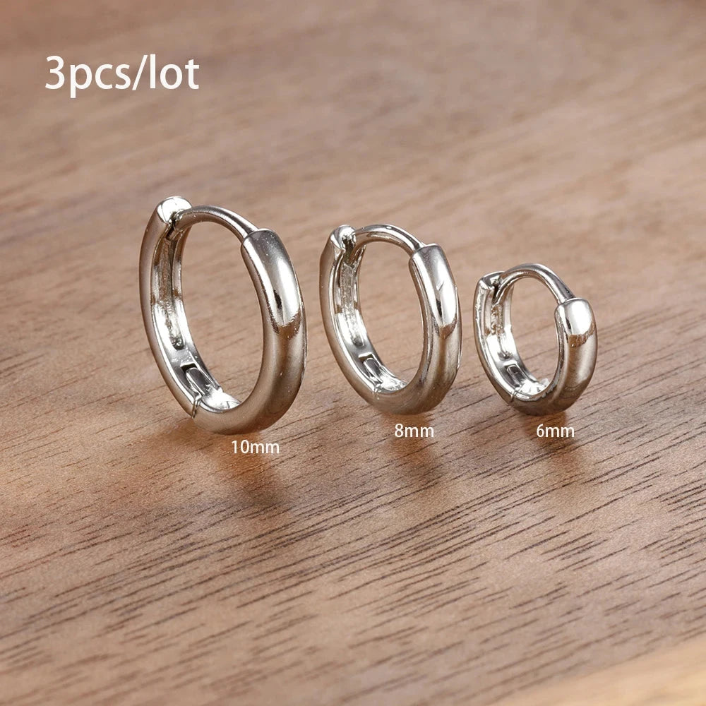 3 Piece Fashion Stainless Steel Round Star Drop Earrings Set for Women 18K Gold Plated Dangle Earring Punk Unisex Rock Jewelry Econic Blanks